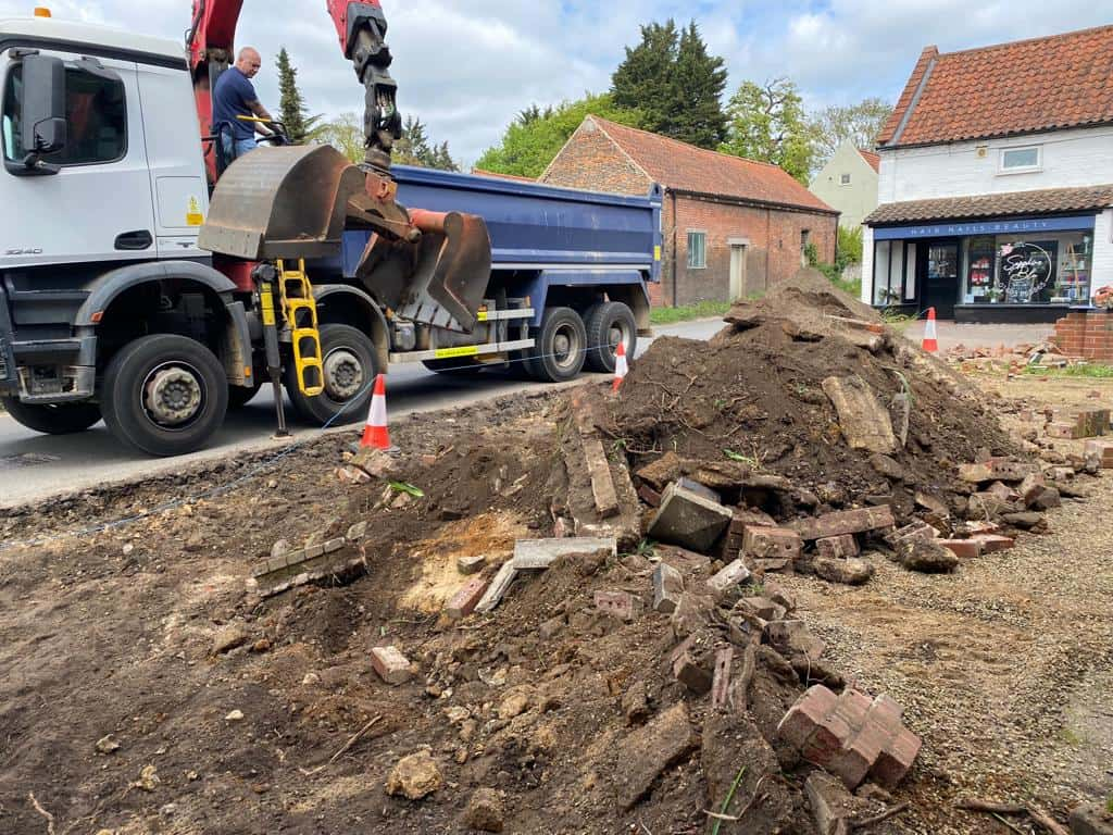 This is a photo of a dig out being carried out for the installation of a new tarmac driveway. Works being carried out by NS Driveways Chertsey